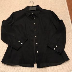 Sheer black button front holiday top